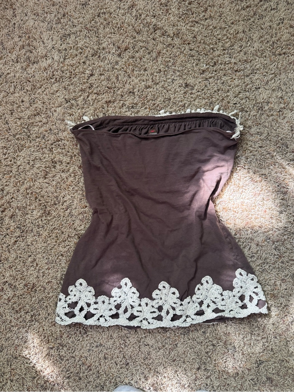 Strapless Brown Crochet-Trim Tube Top - Picture 3 of 4